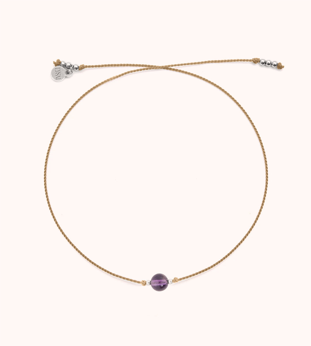 Glücksarmband mit runden Amethyst dem Stein der Ruhe